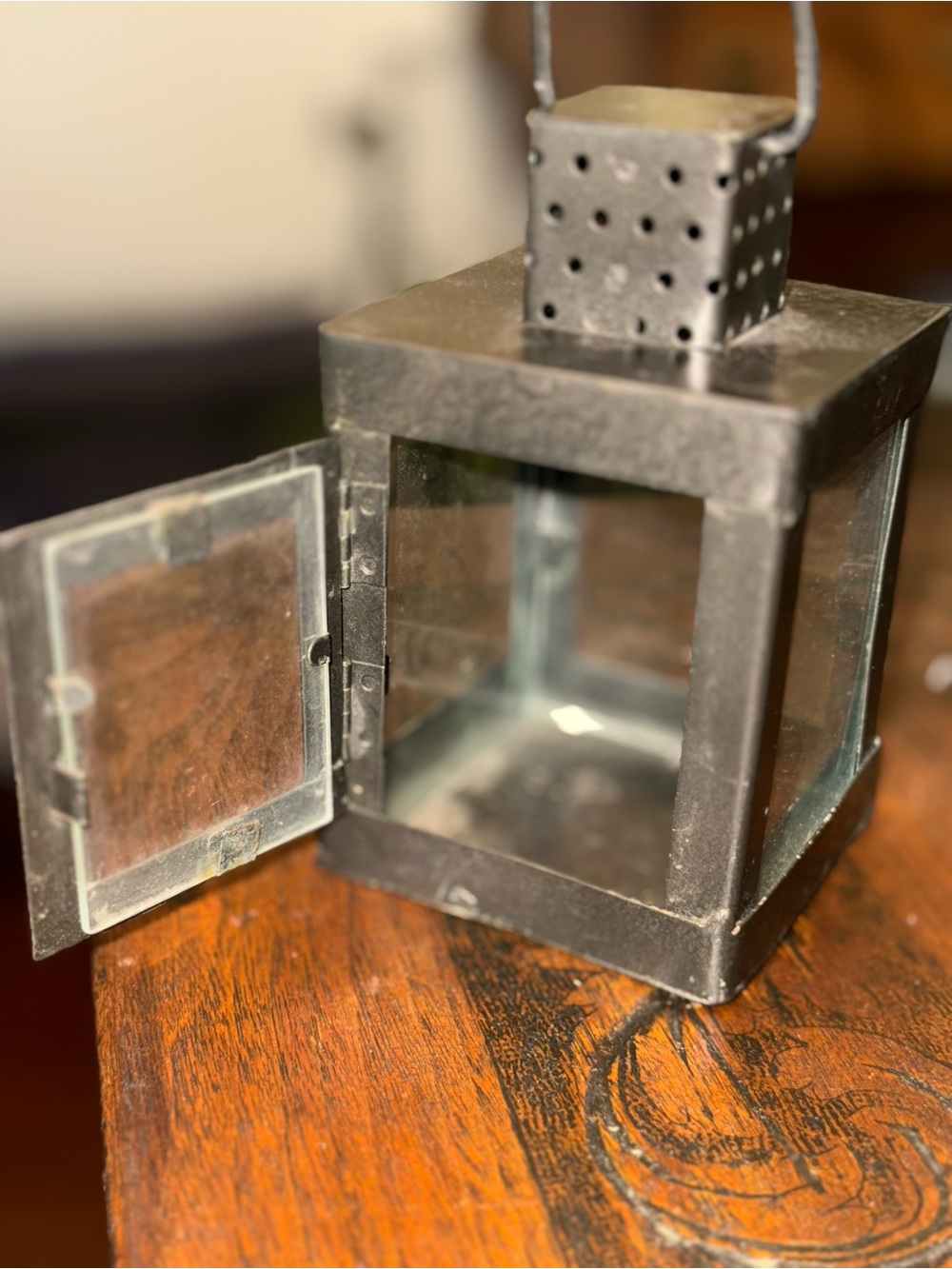 Metal Decorative Lantern in Dark Gray - Picture 3 of 9